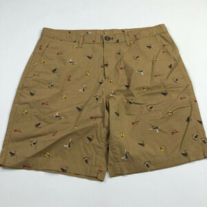 Eddie Bauer Shorts Mens 35 Tan Brown Flat Front Chino Cotton Casual Walking